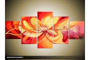 Acryl Schilderij Modern | Oranje, Geel | 150x70cm 5Luik Handgeschilderd