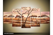 Acryl Schilderij Natuur | Bruin | 150x70cm 5Luik Handgeschilderd
