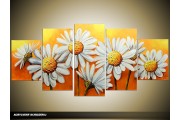 Acryl Schilderij Daisy | Geel, Wit | 150x70cm 5Luik Handgeschilderd