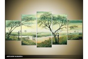 Acryl Schilderij Natuur | Groen | 150x70cm 5Luik Handgeschilderd