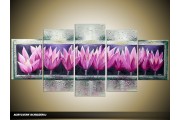 Acryl Schilderij Tulp | Paars, Grijs | 150x70cm 5Luik Handgeschilderd
