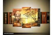 Acryl Schilderij Afrika | Bruin, Geel | 150x70cm 5Luik Handgeschilderd