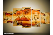 Acryl Schilderij Egypte | Oranje, Geel, Bruin | 150x70cm 5Luik Handgeschilderd