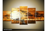 Acryl Schilderij Afrika | Bruin, Geel | 150x70cm 5Luik Handgeschilderd