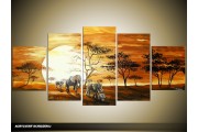 Acryl Schilderij Afrika | Bruin, Geel | 150x70cm 5Luik Handgeschilderd