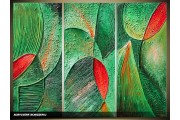 Acryl Schilderij Modern | Groen, Rood | 120x80cm 3Luik Handgeschilderd