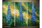 Acryl Schilderij Natuur | Blauw, Groen, Geel | 120x80cm 3Luik Handgeschilderd