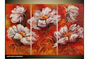 Acryl Schilderij Natuur | Rood, Grijs | 120x80cm 3Luik Handgeschilderd