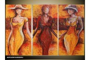 Acryl Schilderij Vrouw | Bruin, Oranje | 120x80cm 3Luik Handgeschilderd