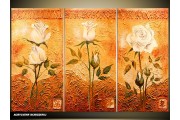 Acryl Schilderij Roos | Bruin, Geel | 120x80cm 3Luik Handgeschilderd