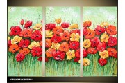 Acryl Schilderij Natuur | Rood, Groen | 120x80cm 3Luik Handgeschilderd