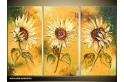 Acryl Schilderij Zonnebloem | Geel, Groen | 120x80cm 3Luik Handgeschilderd