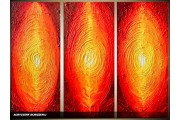 Acryl Schilderij Modern | Oranje, Bruin, Geel | 120x80cm 3Luik Handgeschilderd