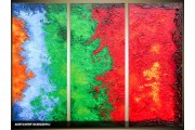 Acryl Schilderij Modern | Groen, Rood, Blauw | 120x80cm 3Luik Handgeschilderd