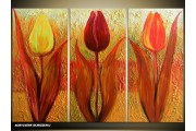 Acryl Schilderij Tulp | Rood, Geel, Oranje | 120x80cm 3Luik Handgeschilderd