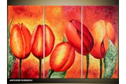 Acryl Schilderij Tulp | Rood, Oranje, Geel | 120x80cm 3Luik Handgeschilderd