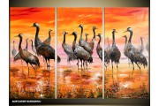 Acryl Schilderij Vogels | Oranje, Geel, Bruin | 120x80cm 3Luik Handgeschilderd