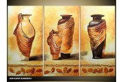 Acryl Schilderij Vazen | Bruin, Geel | 120x80cm 3Luik Handgeschilderd