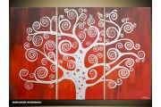 Acryl Schilderij Modern | Rood, Wit | 120x80cm 3Luik Handgeschilderd