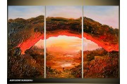 Acryl Schilderij Natuur | Rood, Bruin | 120x80cm 3Luik Handgeschilderd