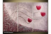 Acryl Schilderij Modern | Rood, Grijs | 120x80cm 3Luik Handgeschilderd