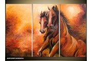 Acryl Schilderij Paarden | Bruin | 120x80cm 3Luik Handgeschilderd