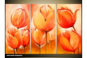 Acryl Schilderij Tulp | Oranje | 120x80cm 3Luik Handgeschilderd