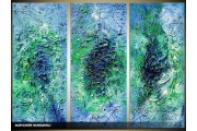 Acryl Schilderij Modern | Groen, Blauw | 120x80cm 3Luik Handgeschilderd