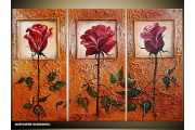 Acryl Schilderij Roos | Bruin | 120x80cm 3Luik Handgeschilderd