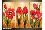 Acryl Schilderij Tulp | Rood, Crème, Groen | 120x80cm 3Luik Handgeschilderd