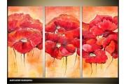 Acryl Schilderij Klaproos | Rood, Geel | 120x80cm 3Luik Handgeschilderd