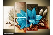 Acryl Schilderij Magnolia | Blauw, Grijs | 120x80cm 5Luik Handgeschilderd