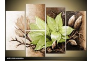 Acryl Schilderij Magnolia | Groen, Bruin | 120x80cm 5Luik Handgeschilderd