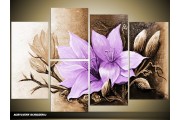 Acryl Schilderij Magnolia | Bruin, Paars | 120x80cm 5Luik Handgeschilderd