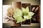 Acryl Schilderij Magnolia | Bruin, Groen | 120x80cm 5Luik Handgeschilderd