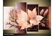 Acryl Schilderij Magnolia | Bruin | 120x80cm 5Luik Handgeschilderd