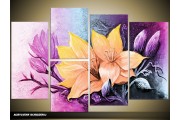 Acryl Schilderij Magnolia | Paars, Roze | 120x80cm 5Luik Handgeschilderd