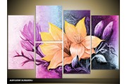 Acryl Schilderij Magnolia | Paars, Roze | 120x80cm 5Luik Handgeschilderd