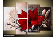 Acryl Schilderij Magnolia | Rood, Bruin | 120x80cm 5Luik Handgeschilderd