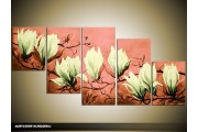 Acryl Schilderij Magnolia | Bruin, Groen | 150x70cm 5Luik Handgeschilderd