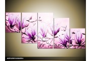 Acryl Schilderij Magnolia | Paars | 150x70cm 5Luik Handgeschilderd