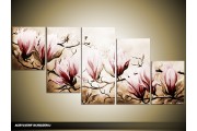 Acryl Schilderij Magnolia | Bruin | 150x70cm 5Luik Handgeschilderd