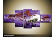 Acryl Schilderij Natuur | Paars, Rood | 170x70cm 5Luik Handgeschilderd