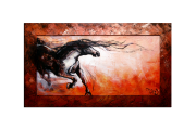  OP VOORRAAD Acrylverf schilderij houten lijst - meegeschilderd | Paard | 118x78cm | 