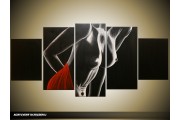 Acryl Schilderij Kunst, Sexy | Zwart, Rood | 150x70cm 5Luik Handgeschilderd