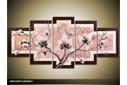 Acryl Schilderij Magnolia | Crème, Bruin, Wit | 150x70cm 5Luik Handgeschilderd