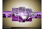 Acryl Schilderij Natuur | Paars, Wit | 150x70cm 5Luik Handgeschilderd