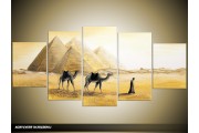Acryl Schilderij Egypte | Geel, Crème | 150x70cm 5Luik Handgeschilderd