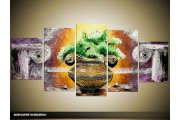Acryl Schilderij Klassiek | Groen, Bruin, Grijs | 150x70cm 5Luik Handgeschilderd