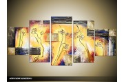 Acryl Schilderij Modern | Geel, Grijs | 150x70cm 5Luik Handgeschilderd
